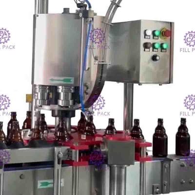 Machine industrielle de capsulage de couronne de bouteille de 6 têtes, équipement de cachetage de bouteille de chapeau de couronne