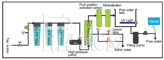 Étape minérale du distributeur automatique de l'eau de RO 9 avec la membrane 4040