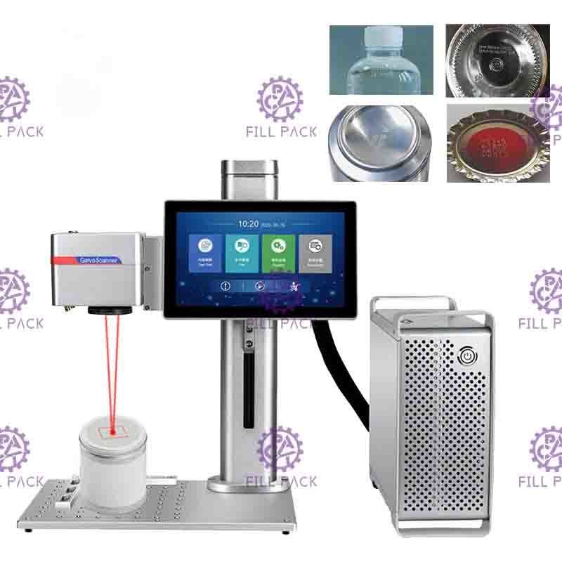 Machine d'impression laser de bureau de 20 W pour marquer la date et le code de lot sur les cartons et les bouteilles de vin